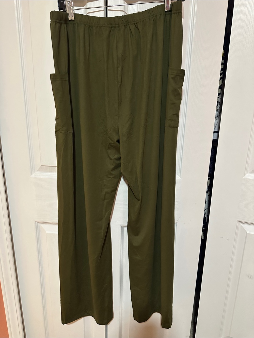 Olive Wide-Leg Track Pants - Picture 2 of 2